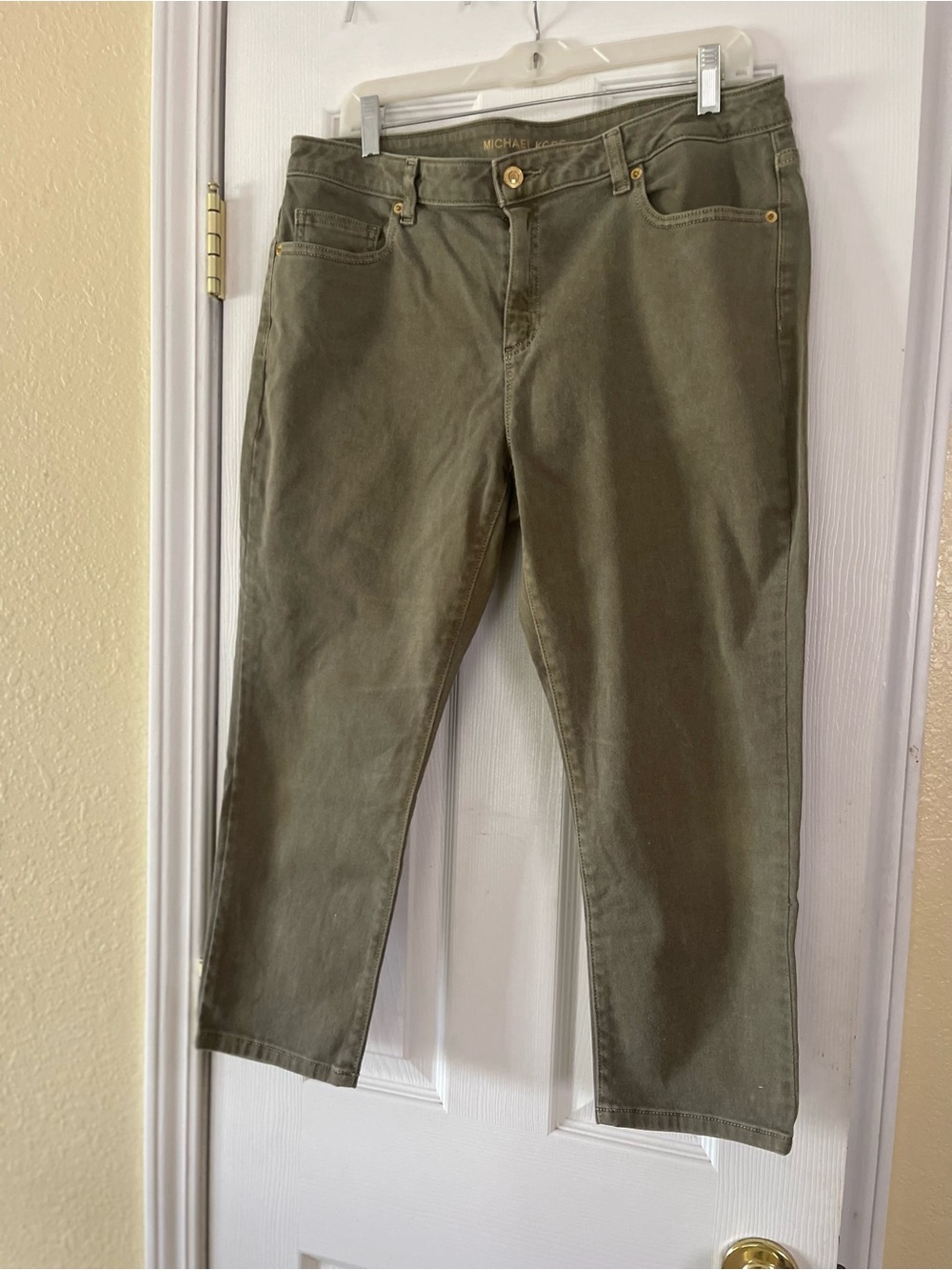 MICHAEL Michael Kors Olive Green Cropped Straight-Leg Jeans